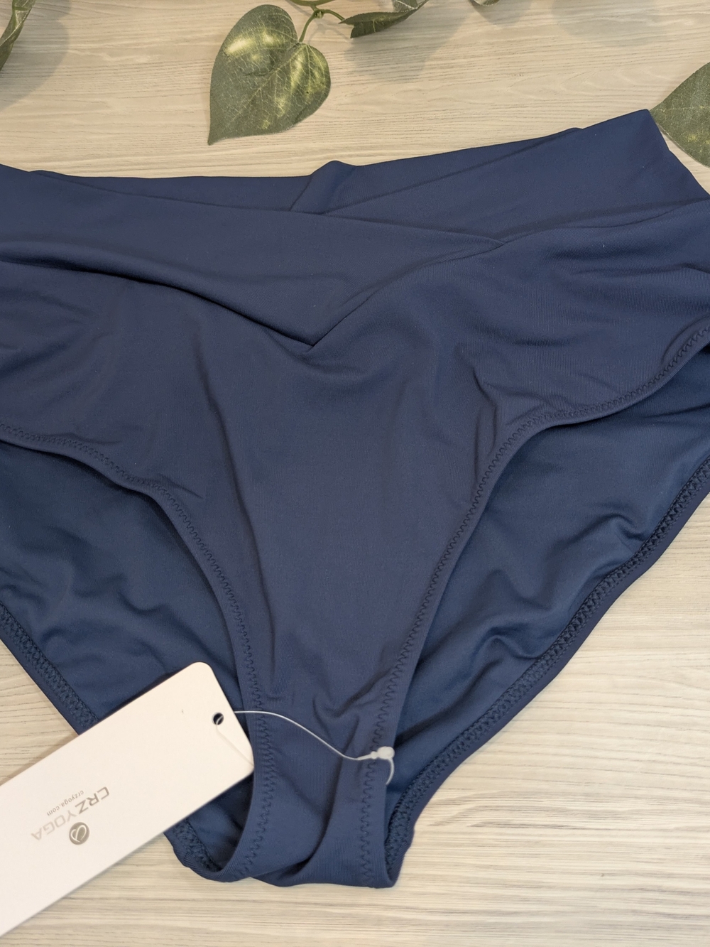 CRZ YOGA Navy Blue High-Waist Bikini Bottom